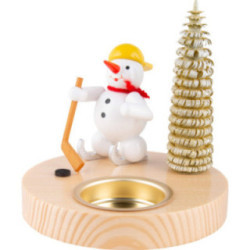Candle Holder - Snowman Ice Hockey Player - 10 cm / 3.9 inch
