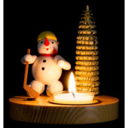 Candle Holder - Snowman Ice Hockey Player - 10 cm / 3.9 inch