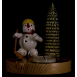 Candle Holder - Snowman Ice Hockey Player - 10 cm / 3.9 inch