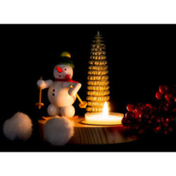 Kerzenhalter Schneemann mit Schneeschuh - 10 cm