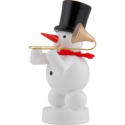 Schneemann Musikant mit Posaune - 8 cm