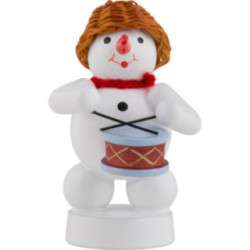 Schneemann Musikant mit Trommel - 8 cm