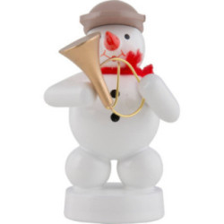 Schneemann Musikant mit Fanfare - 8 cm