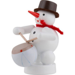 Snowman Musician with Drum - 8 cm / 3 inch