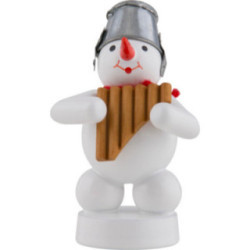 Schneemann Musikant mit Panflöte - 8 cm