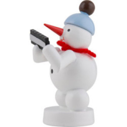 Schneemann Musikant mit Mundharmonika - 8 cm