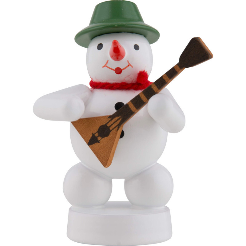 Schneemann Musikant mit Balalaika - 8 cm