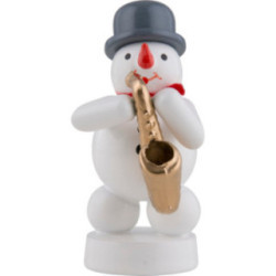 Schneemann Musikant mit Saxophon - 8 cm