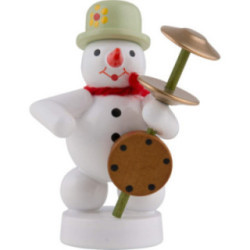 Schneemann Musikant mit Stampfgeige - 8 cm