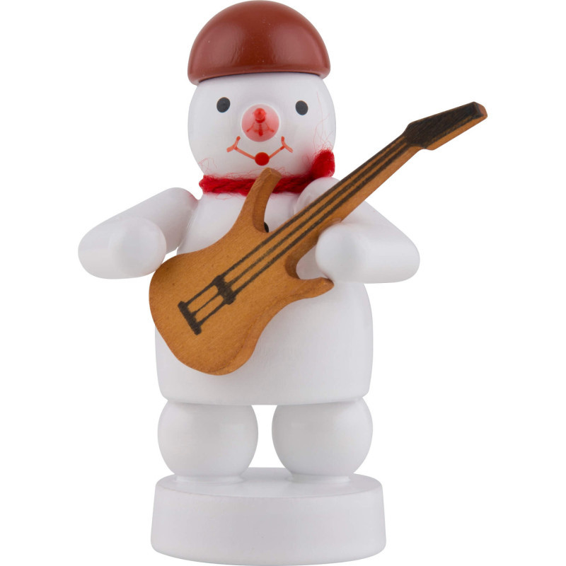 Snowman Musician with Electric Guitar - 8 cm / 3 inch