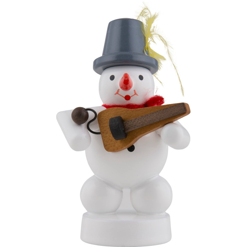 Schneemann Musikant mit Drehleier - 8 cm