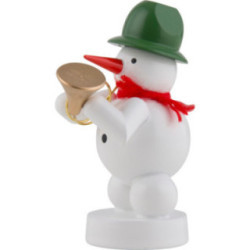 Schneemann Musikant mit Horn - 8 cm