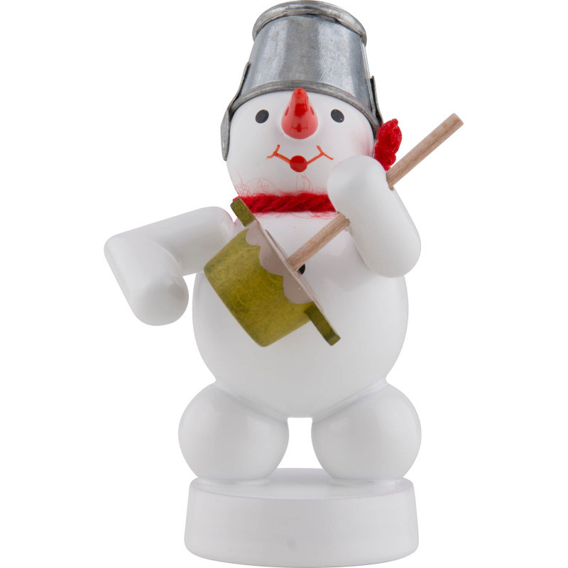Schneemann Musikant mit Brummtopf - 8 cm