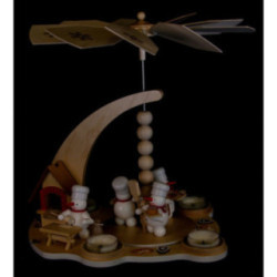 1-Tier Pyramid - Snowman Bakery with Smoking Oven - 27 cm / 10.6 inch