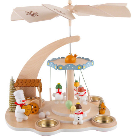 1-Tier Pyramid Snowman Carousel - 28 cm / 11 inch