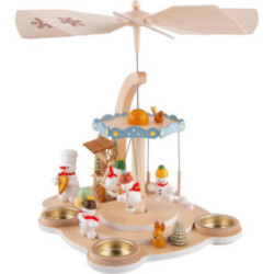 1-stöckige Pyramide Schneemänner und Karusell - 28 cm