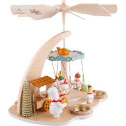 1-stöckige Pyramide Schneemänner und Karusell - 28 cm