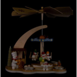 1-stöckige Pyramide Schneemänner und Karusell - 28 cm