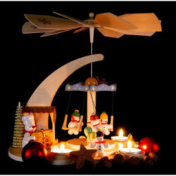 1-stöckige Pyramide Schneemänner und Karusell - 28 cm