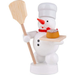 Schneemann Bäcker mit Brotschieber und Kuchen - 8 cm