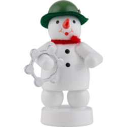 Schneemann Musikant mit Tambourin - 8 cm