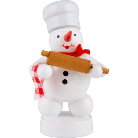 Schneemann Bäcker mit Teigrolle - 8 cm