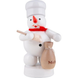 Schneemann Bäcker mit Mehlsack und Schaufel - 8 cm
