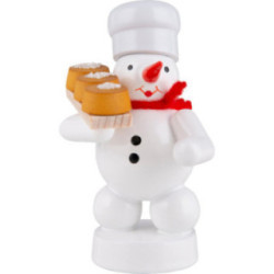 Schneemann Bäcker mit Kuchen - 8 cm