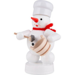 Schneemann Bäcker mit Mohntopf und Löffel - 8 cm
