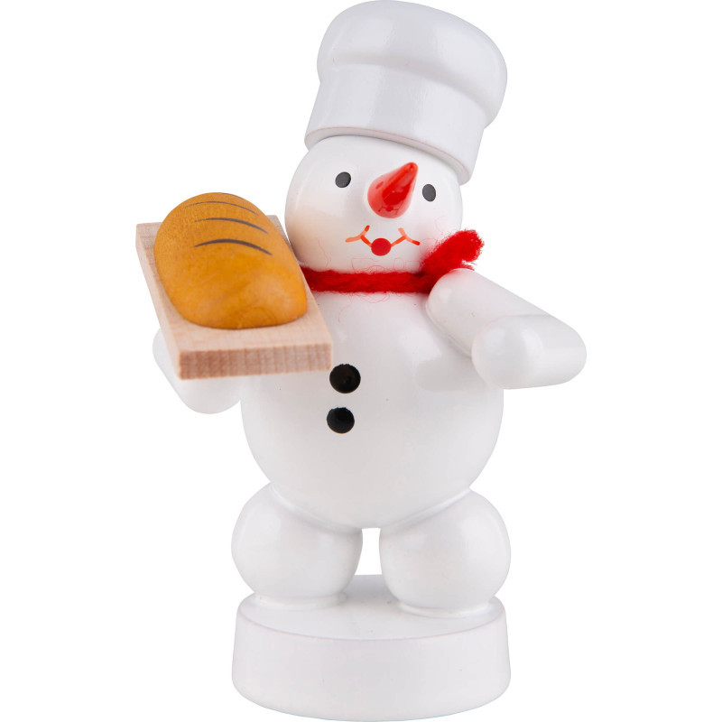 Schneemann Bäcker mit Brot - 8 cm