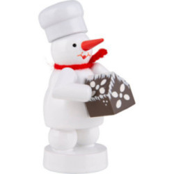 Schneemann Bäcker mit Pfefferkuchenhaus - 8 cm