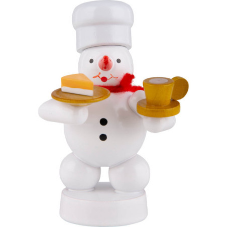 Schneemann Bäcker mit Kaffee und Kuchen - 8 cm