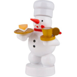 Schneemann Bäcker mit Kaffee und Kuchen - 8 cm