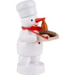 Schneemann Bäcker mit Bauchladen - 8 cm