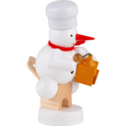 Schneemann Bäcker mit Kaffeemühle - 8 cm