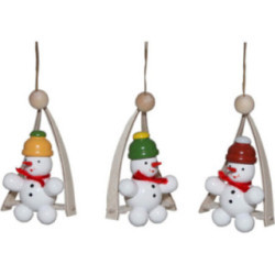 Tree Ornament - Snowman on the swing, 3 pieces - 8 cm / 3.1 inch