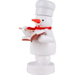 Schneemann Bäcker mit Rezepte-Buch - 8 cm