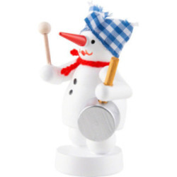 Schneemann Musikant mit Bratpfanne - 8 cm