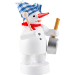 Schneemann Musikant mit Bratpfanne - 8 cm
