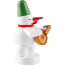 Snowman Musician with Lute - 8 cm / 3.1 inch