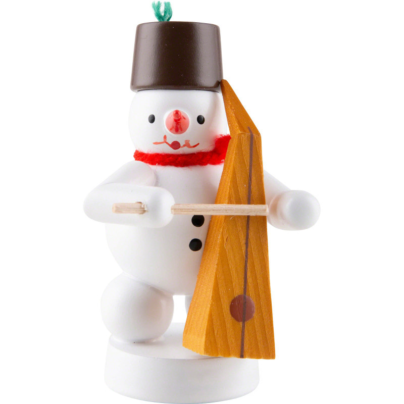 Snowman Musician with Tromba Marina - 8 cm / 3.1 inch