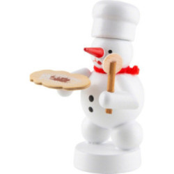 Schneemann Bäcker mit Pizza - 8 cm