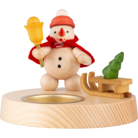 Tea Light Holder - Snowman Santa Claus with Sledge - 8 cm / 3.1 inch