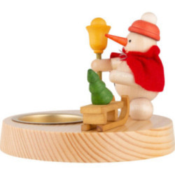 Tea Light Holder - Snowman Santa Claus with Sledge - 8 cm / 3.1 inch