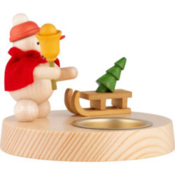 Teelichthalter Schneemann-Weihnachtsmann mit Schlitten - 8 cm