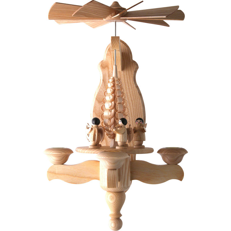1-Tier Wall Pyramid Angel and Wood Chip Tree - 40x22 cm / 15.7x8.7 inch