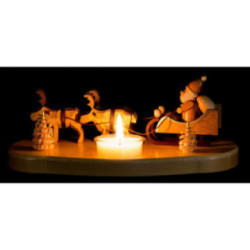 Candle Holder - Ruprecht and his reindeers - Natural - 9 cm / 3.5 inch