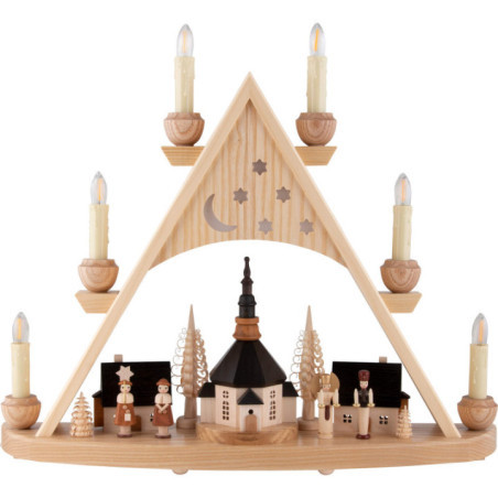 Lichterspitze Seiffener Kurrende natur - 42x37 cm