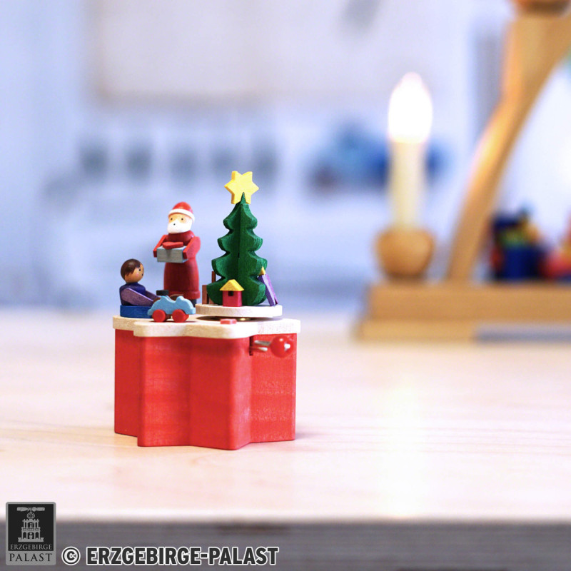Kurbelspieldose Weihnachtsmann - 7 cm
