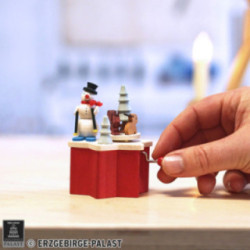 Kurbelspieldose Schneemann - 7 cm